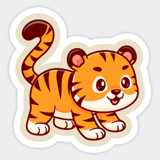 Cute Tiger Playing Cartoon Sticker